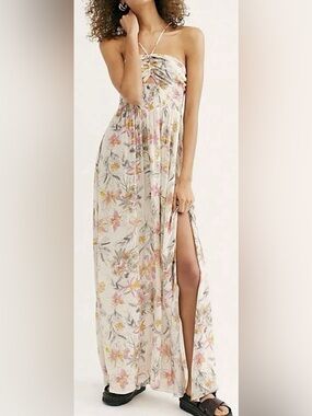 Free People Intimately Free Sz M One Step Ahead Floral Cream Maxi Dress